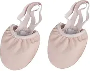 [HEATSHAKING] 1Pair Elastic Band Dance Shoes for Adults Ballet Half Shoes with Toe Protector Breathable Non Slip Design for Dance Training and Performance