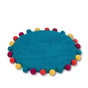 Pompom Edged On Turquoise Trivet Trivet