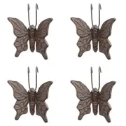 4x Rustic Cast Iron 9.5cm Pot Hanger Butterfly Ornament Figure Sculpture Brown