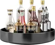 Lazy Susan Turntable Organiser, 30 cm Rotating Spice Rack Made of Carbon Steel Kitchen Turntable Cabinet Organiser for Pantry Kitchen Worktop Fridge Table Storage (Black)