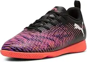 [PUMA] Unisex-Child Future Play Indoor Training Soccer Shoes Sneaker, Black White-Glowing Red