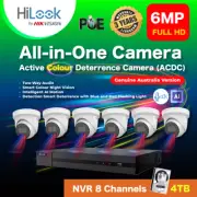 6MP Hilook By Hikvision : 4K NVR 8 Channels+4TB HDD+6 pcs. IP Camera Color