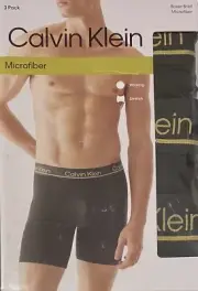Calvin Klein 3 Men's Microfiber Boxer Briefs X-Large 40-42 Black NP2627