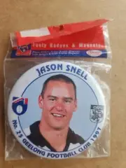 JASON SNELL -GEELONG -AFL Footy Tin badges - 1997 sealed in original packet