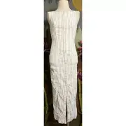 Anthropologie Colette Cream Striped Linen Blend Neutral Maxi Dress XS