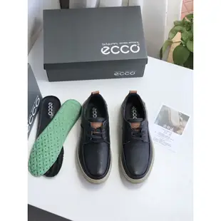 ECCO愛步男士商務休閒鞋鞋面頭層牛皮紋理自然細膩柔軟脚套鞋款設計簡單隨搭38-44