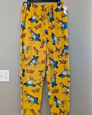 The Simpsons Mens Homer Pajama Pants Sleepwear Loungewear Yellow Large NWT