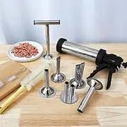 Sausage Stuffer 304 Stainless Steel Sausage Stuffer Machine Easy to Make Sausage Maker Kit Washable Sausage Jerky Maker Sausage Maker with 5 Nozzles 5 Brushes and Meat Pusher for Kichen Home