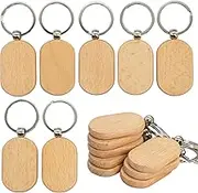TFoRibbon Blank Wooden Key Tag Key Chain Rectangle Wood Engraving Blanks 20 Pack
