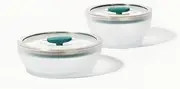Anyday 2-Piece Microwave Cookware Set, Heat-Resistant Borosilicate Glass, Microwave Steamer & Rice Cooker, Dishwasher Safe, BPA-Free, Includes Medium Deep & Shallow Dishes with Silicone Lids