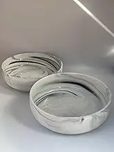 The Modern Nest-Marble Grey Bowl Set - Perfect for Soup, Salad, Ramen & Fruit | 2-Piece Ceramic Stoneware Bowl Set