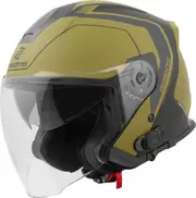 Bogotto H586 BT Illus Bluetooth Jet Helmet, black-gold, Size L for Men Black Gold