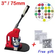 3" (75mm) DIY Round Pin Button Badge Maker Machine + 100 Button Supply Free Gift