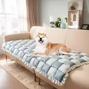 LiveGo Fuzzy Pet Couch Covers for Sofa, Couch Protector for Dogs Garden Chic Cotton Protective Couch Cover, Pet Mat Bed Couch Cover (Blue-gray, 70x150cm /27.6 * 59.1in)