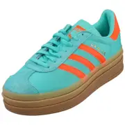 adidas Gazelle Bold Womens Fashion Trainers in Green Orange