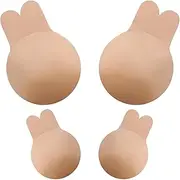 [zxbaers] 2 Pairs Breast Lift Sticky Bra, Silicone Nipple Covers with Lift Strapless Backless Bra for Women A-E Cup(2 Size), Skin Color