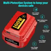 100W USB Fast Charger for Milwaukee 18V Battery Power Source Adapter with Type-C