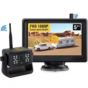 Solar Magnetic Wireless Backup Camera + 5" Monitor RV Rear View for Truck Camper