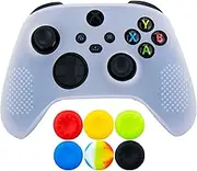 9CDeer 1 Piece of Silicone Protective Cover Skin + 6 Thumb Grips for Xbox Series X/S Controller White