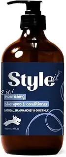 Style It Nourishing 2in1 Shampoo & Conditioner for Dogs, 500ml - for Dry & Itchy Skin, Deodorising, Oatmeal, Manuka Honey & Goats Milk, Soap Free, Paraben & Sulphate Free, PH Balanced