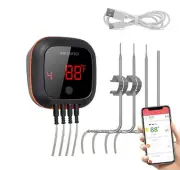 Inkbird IBT-4XS Bluetooth Wireless Grill BBQ Thermometer for Grilling with 4 ...