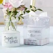 Ceramic Sugar Container/Bowl, Spice and Everything White with Silver Foil