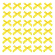 50Pcs Mini Ribbon Bow 1.8 inch Mini Fabric Satin Ribbon Bright Yellow