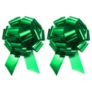 2pcs 24 Inch Extra Giant Large Pull Bow Christmas Metallic Ribbon Dark Green