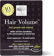 New Nordic Hair Volume, 30 Tablets Hair Growth Supplement, Biotin and Naturally Sourced Ingredients, Helps Reduce Hair Shedding