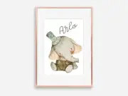 A4 Nursery/Baby/Kids Room Home Wall Print Unique Keepsake Gift Name Elephant