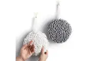 COMFEYA Fuzzy Ball Towel (Set of 2) White and Grey
