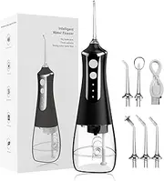 PUPURGE Water Flosser Cordless, 300mL Tank & 1500mAh Battery Rechargeable, 3 Modes, IPX7 Waterproof, Portable Oral Irrigator for Teeth Cleaning, Braces Care, Home & Travel (Black)