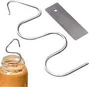 Stainless Steel Butter Stirrer - 1/2 PCS Nut Butter Stirrer with Scraper, Crank Butter Mixer, Manual Butter Churner, Butter Mixing Tool Stirring Tool for 16-35 Oz Jars