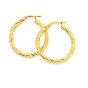 9ct Gold 2.5x20mm Twist Hoop Earrings