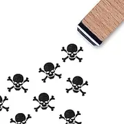 Skull Crossbones Rubber Stamp, 3/5 Inch Small Mini Halloween Stamp for Scrapbooking Card Making Planner