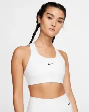 Nike Women's Swoosh Medium Support Sports Bra, White/Black 2XL, B071WD59R1