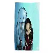 Cool Scary Kids Art Below Zero Girl and Yeti Microfiber Beach Towel