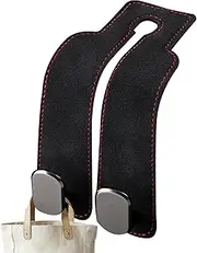 Double Car Hook - Car Seat Back Double Hook, Creative Car Storage Hooks | Multifunctional 2 in 1 Auto Backseat Hangers, Pu Leather Vehicle Hooks for Purse, Cloth, Grocery Bags