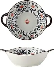Soup Bowls with Handles Noodle Ramen Curry Bowl,Ceramic Soup Bowl,Shallow Bowl Microwave Safe,Udon Noodle Bowl,Ramen Bowl Ceramic,Pho Bowls Large-D-24x20x6.5cm,1000ml(Color:C)