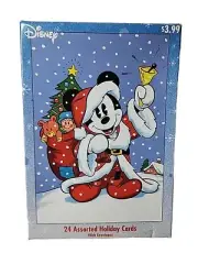 Mickey Mouse Christmas Holiday 22 Assorted Cards Envelopes Complete VINTAGE
