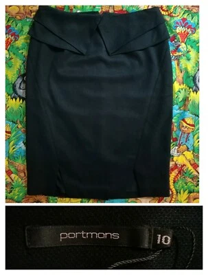 Portmans 10 Skirt Pencil Peplum Midnight Dark Navy Blue NWT
