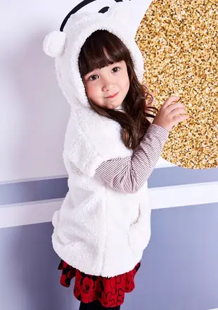 麗嬰房-Disney Baby 立體雪花絨連帽女孩上衣-奶油 - 110cm