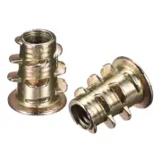 M4x10mm Furniture Screw-in Nut Zinc Alloy Threaded Insert Nuts for Wood 24pcs