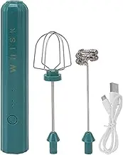 QANYEGN Electric Double Whisk Milk Frother, USB Rechargeable Drink Mixer, Adjustable Electric Whisk Foam Maker for Coffee, Lattes, Matcha, Hot Chocolate (Green)