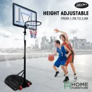 Genki 1.7-2.3m Height Adjustable Basketball Hoop Stand System Net Ring Backboard