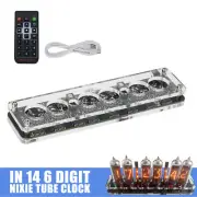 DIY IN-14 Nixie Clock No Glow Tubes Remote USB Digital Alarm Clock W/LED light