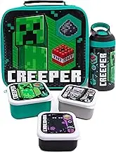 Minecraft Lunch Bag Kids Creeper 5 Piece Bag Water Bottle 3 Snack Pots
