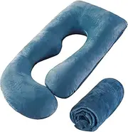 SLIGUY Pregnancy Pillow Cover G Shaped, 57-Inch Replacement Pillowcase, Used for Maternity Pillows, 100% Velvet, Double Zipper Stretch Fabric, Super Soft, Universal Type, (G Blue)