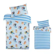 Bluey Bingo Reversible Striped Licensed Quilt Cover Set Single