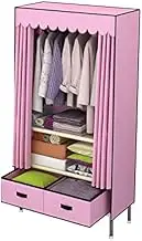 Portable Wardrobe Rack,Canvas Wardrobe, Portable Wardrobe Shelves with Hanging Rail, Shelves, and Drawers, Fabric Clothes Closet Storage Organizer for Bedroom,Pink-83x45x168cm
